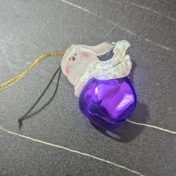 Jingle Buddies Purple Snowman Bell Ornament Festive Holiday Decor 3” Hanging Acc - Picture 7 of 7